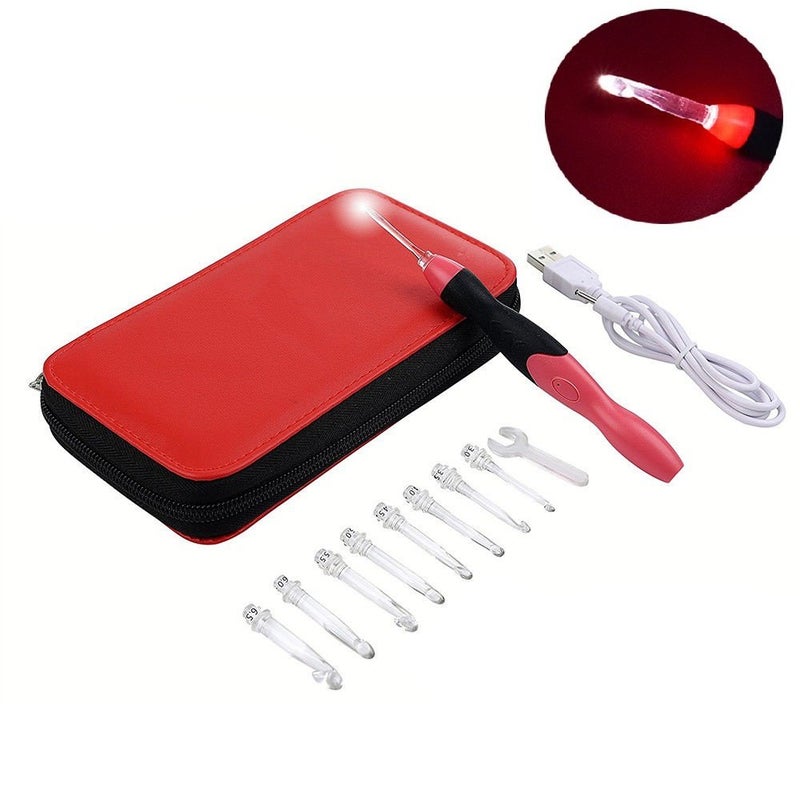 Jahyshow 9 Sizes Crochet Hook Set: Interchangeable Crochet Hooks with Light - Light Up Crochet Hooks for Stitch & Row Counter, DIY Craft Supplies,Yarn Crochet Kit for Beginners (2.5mm to 6.5mm Heads) - Image 2